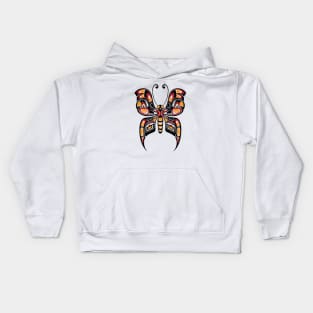 Red, Yellow and Black Haida Spirit Butterfly Kids Hoodie